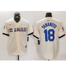 Men Los Angeles Dodgers 18 Yoshinobu Yamamoto Cream Stitched Baseball Jersey