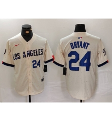 Men Los Angeles Dodgers 24 Kobe Bryant Cream Stitched Baseball Jersey 1
