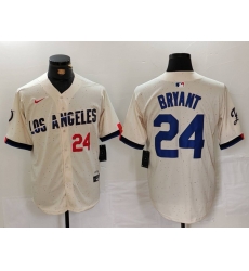 Men Los Angeles Dodgers 24 Kobe Bryant Cream Stitched Baseball Jersey 2