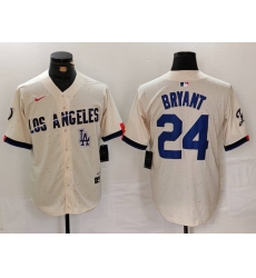 Men Los Angeles Dodgers 24 Kobe Bryant Cream Stitched Baseball Jersey 5