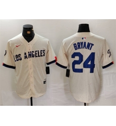Men Los Angeles Dodgers 24 Kobe Bryant Cream Stitched Baseball Jersey