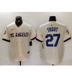 Men Los Angeles Dodgers  27 Mike Trout Cream 2024 City Connect Limited Stitched Baseball Jersey