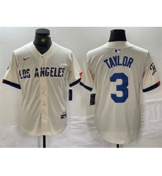 Men Los Angeles Dodgers 3 Chris Taylor Cream Stitched Baseball Jersey