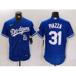 Men Los Angeles Dodgers 31 Mike Piazza Blue Flex Base Stitched Baseball Jersey 3