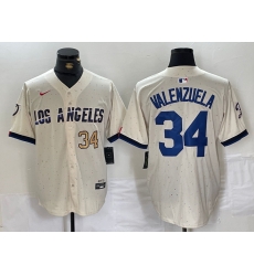 Men Los Angeles Dodgers 34 Toro Valenzuela Cream Stitched Baseball Jersey 5