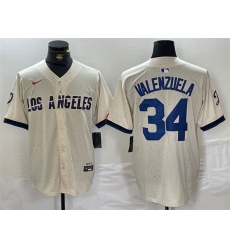 Men Los Angeles Dodgers 34 Toro Valenzuela Cream Stitched Baseball Jersey