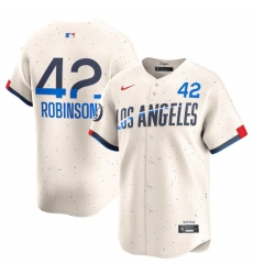 Men Los Angeles Dodgers 42 Jackie Robinson Cream 2024 City Connect Limited Stitched Baseball Jersey