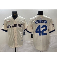 Men Los Angeles Dodgers 42 Jackie Robinson Cream Stitched Baseball Jersey