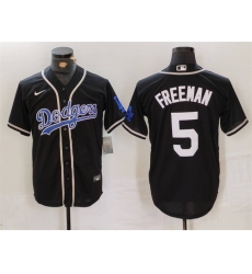 Men Los Angeles Dodgers 5 Freddie Freeman Black Cool Base With Patch Stitched Baseball Jersey