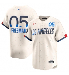 Men Los Angeles Dodgers 5 Freddie Freeman Cream 2024 City Connect Limited Stitched Baseball Jersey