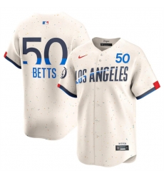 Men Los Angeles Dodgers 50 Mookie Betts Cream 2024 City Connect Limited Stitched Baseball Jersey