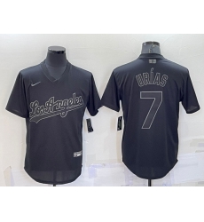 Men Los Angeles Dodgers 7 Julio Urias Black Pitch Black Fashion Replica Stitched Jersey