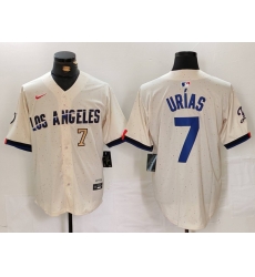 Men Los Angeles Dodgers 7 Julio Urias Cream Stitched Baseball Jersey 1