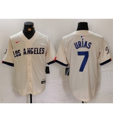 Men Los Angeles Dodgers 7 Julio Urias Cream Stitched Baseball Jersey