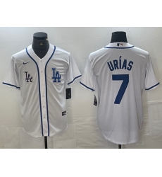 Men Los Angeles Dodgers 7 Julio Urias White Cool Base Stitched Baseball Jersey 2