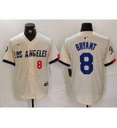 Men Los Angeles Dodgers 8 Kobe Bryant Cream Stitched Baseball Jersey 5