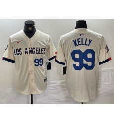 Men Los Angeles Dodgers 99 Joe Kelly Cream Stitched Baseball Jersey 1