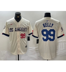 Men Los Angeles Dodgers 99 Joe Kelly Cream Stitched Baseball Jersey 2