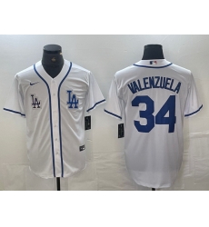 MEN Los Angeles Dodgers 34 Toro Valenzuela White Stitched Jersey