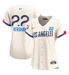 Women Los Angeles Dodgers 22 Clayton Kershaw Cream 2024 City Connect Limited Stitched Jersey
