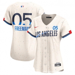 Women Los Angeles Dodgers 5 Freddie Freeman Cream 2024 City Connect Limited Stitched Jersey
