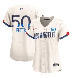 Women Los Angeles Dodgers 50 Mookie Betts Cream 2024 City Connect Limited Stitched Jersey