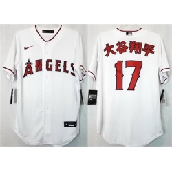 Men Los Angeles Angels 17  Shohei Ohtani White Cool Base Stitched Jersey