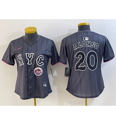 Women New York Mets 20 Pete Alonso Graphite 2024 City Connect Limited Stitched Baseball Jersey 1 2