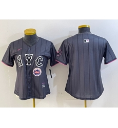 Women New York Mets Team Big Logo Graphite 2024 City Connect Limited Stitched Baseball Jersey 11