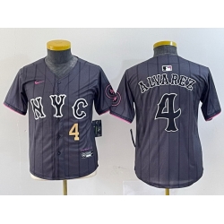Youth New York Mets 4 Francisco Alvarez Graphite 2024 City Connect Limited Stitched Baseball Jersey 5
