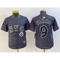 Youth New York Mets 9 Brandon Nimmo Graphite 2024 City Connect Limited Stitched Baseball Jersey 7