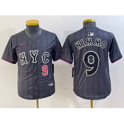 Youth New York Mets 9 Brandon Nimmo Graphite 2024 City Connect Limited Stitched Baseball Jersey 8