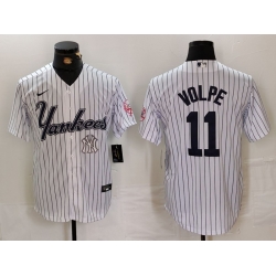 Men New York Yankees 11 Anthony Volpe White Cool Base Stitched Baseball Jersey 1