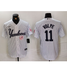 Men New York Yankees 11 Anthony Volpe White Cool Base Stitched Baseball Jersey 3