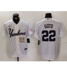 Men New York Yankees 22 Juan Soto White Cool Base Stitched Baseball Jersey 2