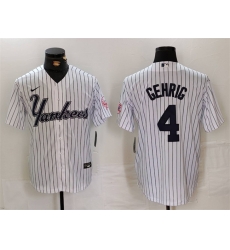 Men New York Yankees 4 Lou Gehrig White Cool Base Stitched Baseball Jersey