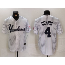 Men New York Yankees 4 Lou Gehrig White Cool Base Stitched Baseball Jersey
