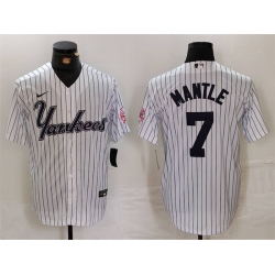 Men New York Yankees 7 Mickey Mantle White Cool Base Stitched Baseball Jersey