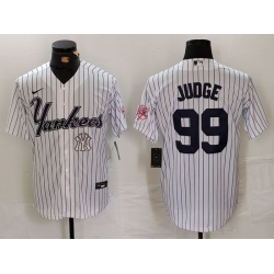 Men New York Yankees 99 Aaron Judge White Cool Base Stitched Baseball Jersey 1