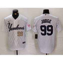 Men New York Yankees 99 Aaron Judge White Cool Base Stitched Baseball Jersey 3