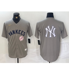 Men New York Yankees Grey Team Big Logo Cool Base Stitched Baseball Jersey 0010