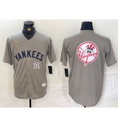 Men New York Yankees Grey Team Big Logo Cool Base Stitched Baseball Jersey 003