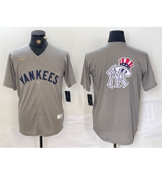 Men New York Yankees Grey Team Big Logo Cool Base Stitched Baseball Jersey