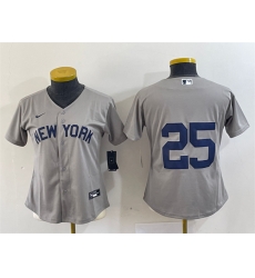 Women New York Yankees 25 Gleyber Torres Grey Cool Base Stitched Jersey