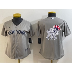 Women New York Yankees Gray Team Big Logo Cool Base Stitched Jersey 2