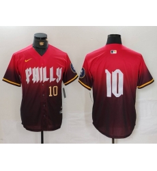 Men Philadelphia Phillies 10 J T  Realmuto Red 2024 City Connect Limited Stitched Jersey 3