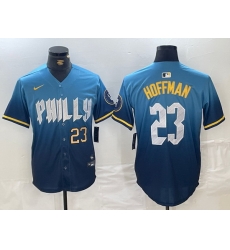 Men Philadelphia Phillies 23 Jeff Hoffman Blue 2024 City Connect Limited Stitched Jersey 3