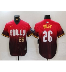Men Philadelphia Phillies 26 Chase Utley Red 2024 City Connect Limited Stitched Jersey 2