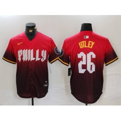 Men Philadelphia Phillies 26 Chase Utley Red 2024 City Connect Limited Stitched Jersey