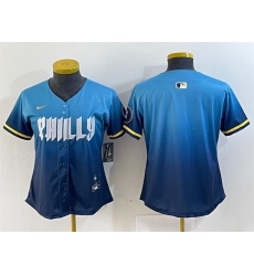 Women Philadelphia Phillies Blank Blue 2024 City Connect Limited Stitched Baseball Jersey